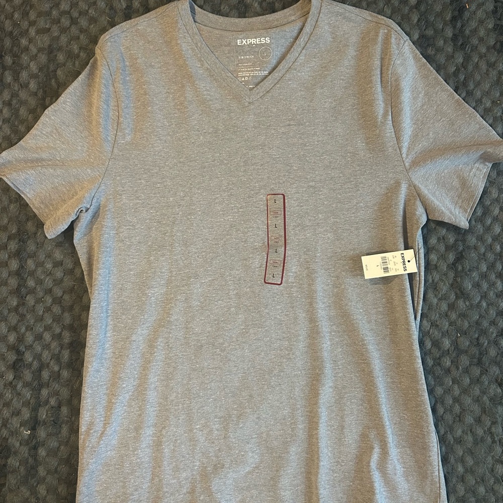 Express Men's Large Heather Gray V-Neck Tee Shirt